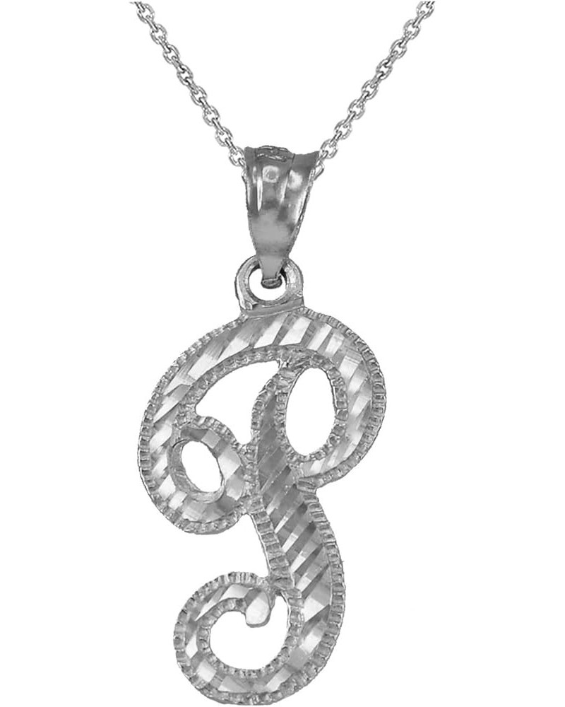 Sterling Silver Sparkle-Cut Letter Initial Script Necklace 22.0 Inches Letter P $20.67 Necklaces