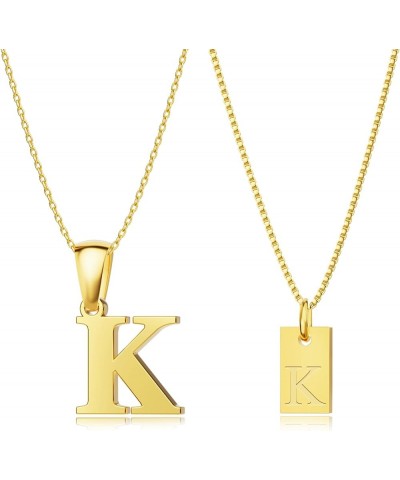 Gold Initial Pendant Necklaces Set for Women Girls, Personalized 18K Gold Plated Stainless Steel Dainty Letter Necklace, Tren...