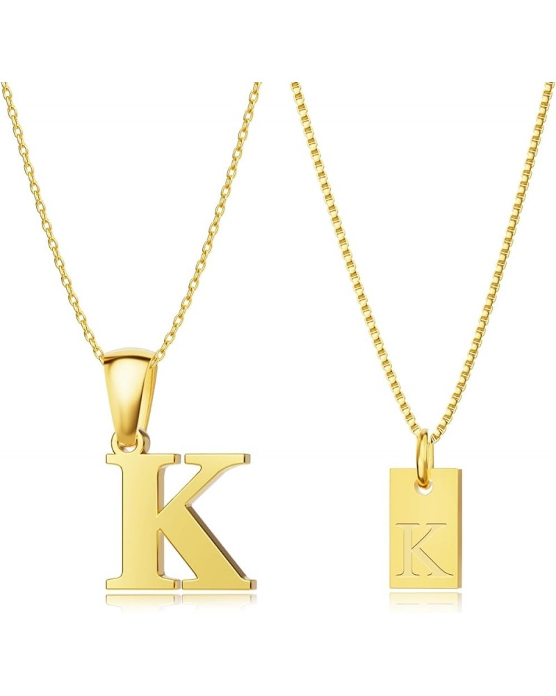 Gold Initial Pendant Necklaces Set for Women Girls, Personalized 18K Gold Plated Stainless Steel Dainty Letter Necklace, Tren...