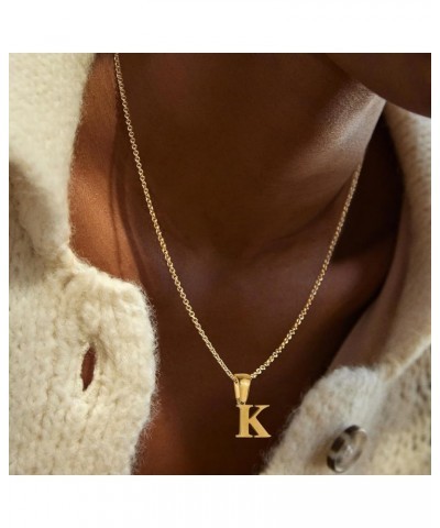 Gold Initial Pendant Necklaces Set for Women Girls, Personalized 18K Gold Plated Stainless Steel Dainty Letter Necklace, Tren...