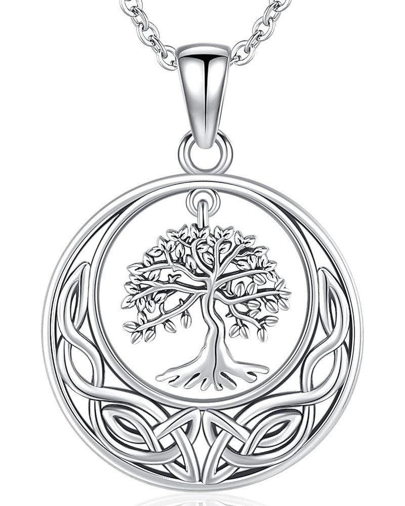 Tree of Life Necklace for Women S925 Sterling Silver Abalone Shell/Opal/Malachite/Crystal/Moonstone Celtic Family Tree Pendan...