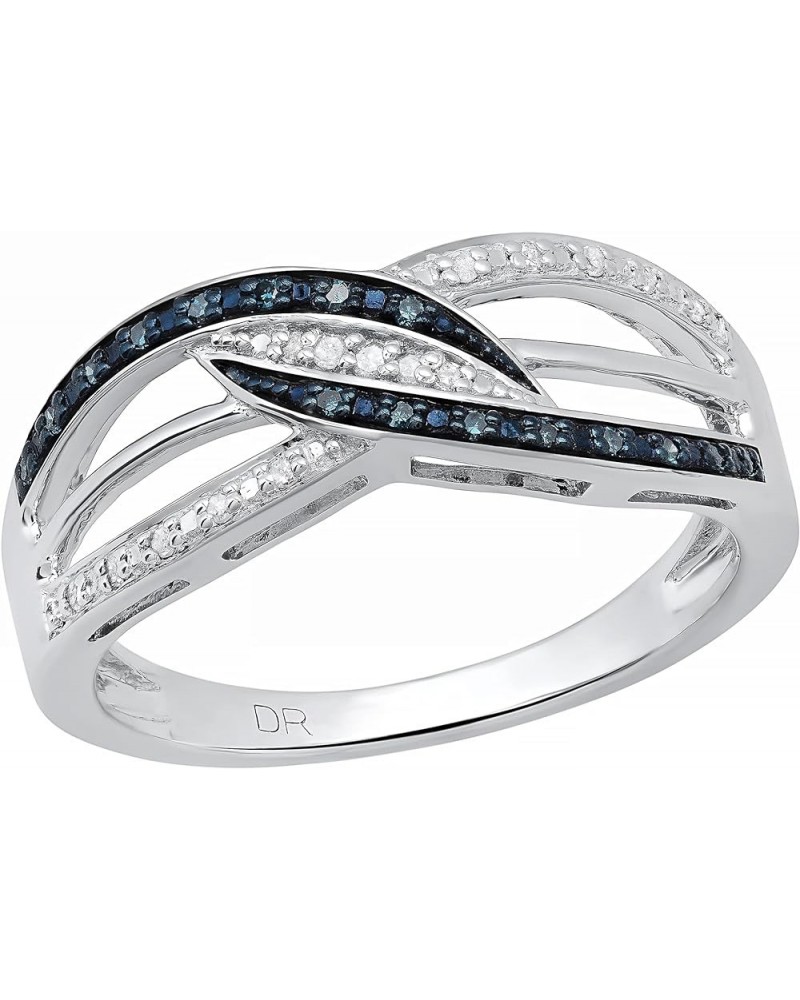 0.20 Carat (ctw) Blue & White Diamond Swirl Crossover Ring for Women in 925 Sterling Silver 8 $51.12 Rings