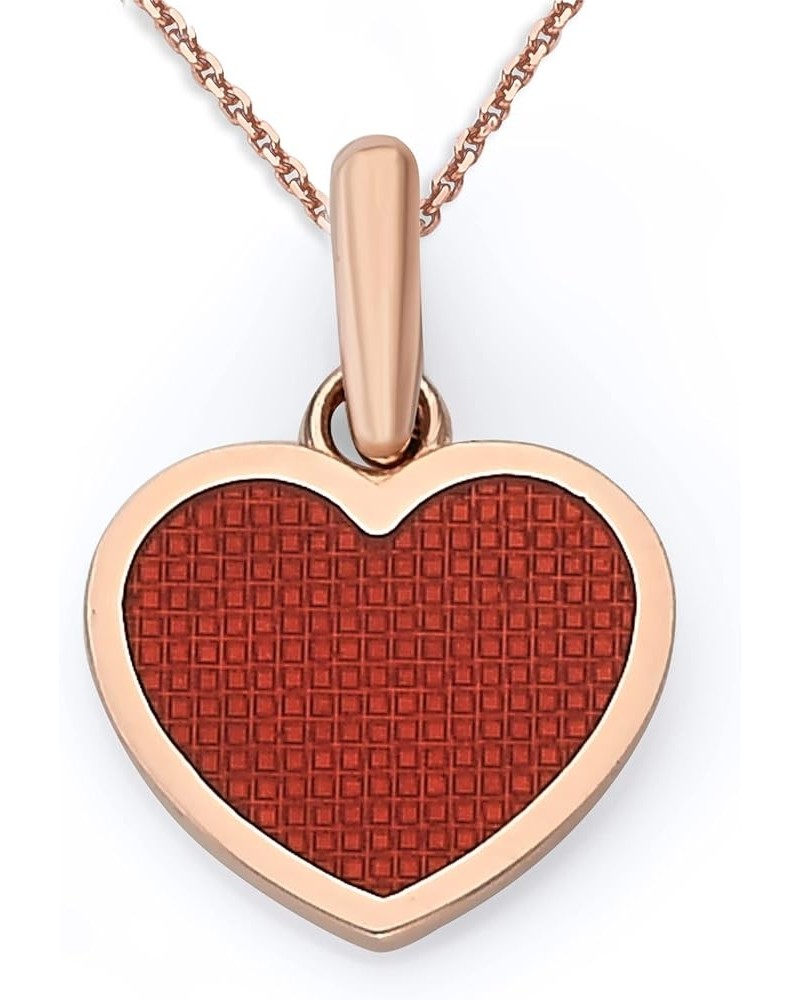 Heart Pendant Necklace in Solid 14k Gold, Red Enamel, Made in America 16" Necklace Rose Gold $55.10 Necklaces