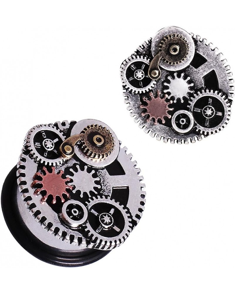 Pair of 00 Gauge (10mm) Single Flared Steampunk Gear Menagerie Plugs $12.15 Body Jewelry