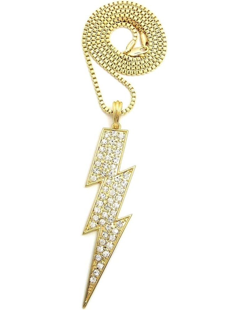 Stone Stud Lightning Bolt Long Pendant with 2mm 24" Box Chain Necklace Gold-Tone $11.87 Necklaces