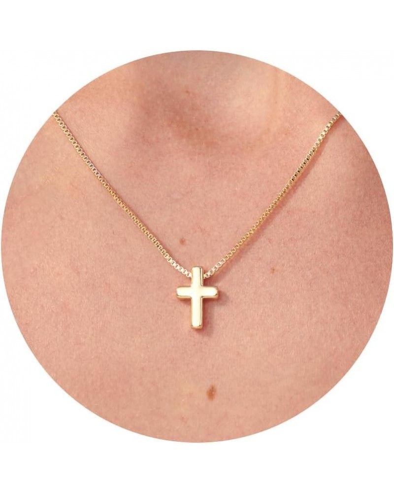 Cross Necklace for Women, Gold Cross Necklace 14K Gold Plated Dainty Necklace Simple Jewelry for Women Small Cross Gold $11.2...