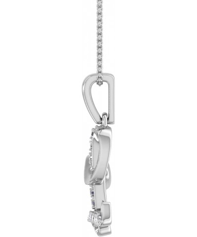 Diamond Initial Letter Pendant Necklace in 14K White Gold (with Silver Chain) (I1-I2 Clarity) L $96.75 Necklaces