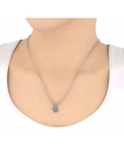 Diamond Initial Letter Pendant Necklace in 14K White Gold (with Silver Chain) (I1-I2 Clarity) L $96.75 Necklaces