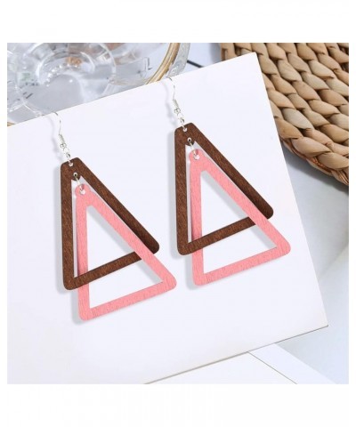 ANXIN Boho Personality Retro Tassel Rectangular Wooden Contrasting colors Earrings Chic Green Temperament Geometric Earrings ...