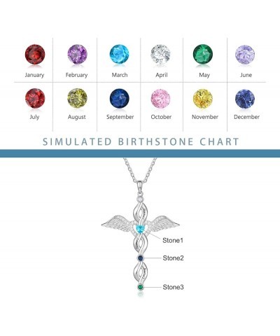 Personalized Cross Necklace for Women Custom Name Dainty Cross Necklace with 1-6 Birthstones Angel Wing Necklace Faith Neckla...