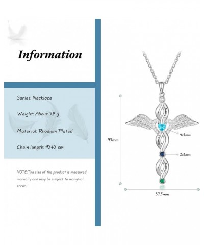 Personalized Cross Necklace for Women Custom Name Dainty Cross Necklace with 1-6 Birthstones Angel Wing Necklace Faith Neckla...