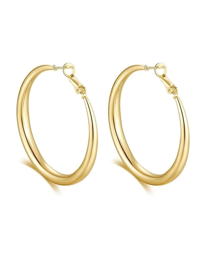 Tube Hoop Earrings Gold Lightweight Large Earrings Women Fashion Jewelry gold $7.26 Earrings