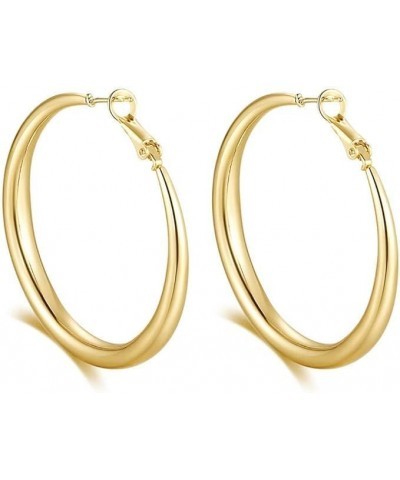 Tube Hoop Earrings Gold Lightweight Large Earrings Women Fashion Jewelry gold $7.26 Earrings