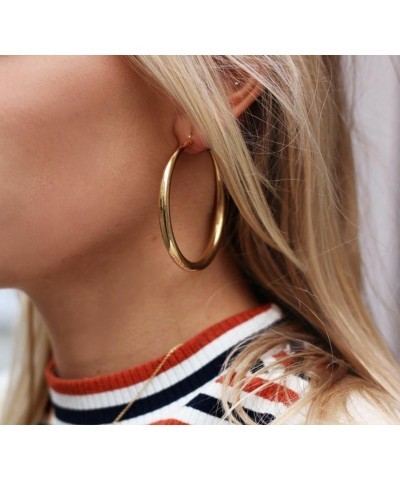 Tube Hoop Earrings Gold Lightweight Large Earrings Women Fashion Jewelry gold $7.26 Earrings