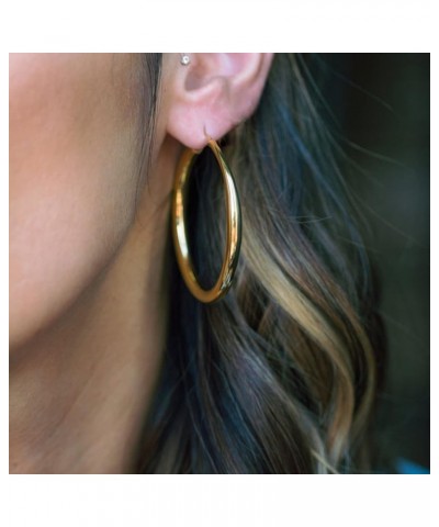 Tube Hoop Earrings Gold Lightweight Large Earrings Women Fashion Jewelry gold $7.26 Earrings