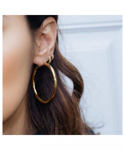 Tube Hoop Earrings Gold Lightweight Large Earrings Women Fashion Jewelry gold $7.26 Earrings