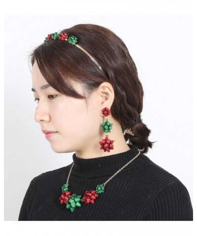 Christmas Earring Bow Shape Xmas Santa Gift Bow Drop Dangle Earrings for Women Red Glitter $7.50 Earrings