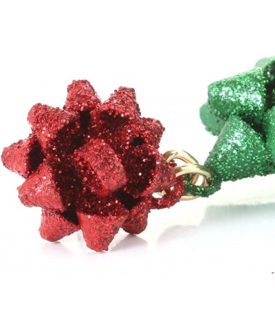 Christmas Earring Bow Shape Xmas Santa Gift Bow Drop Dangle Earrings for Women Red Glitter $7.50 Earrings