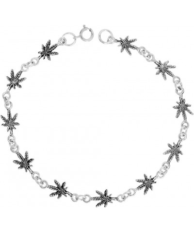 Dainty Sterling Silver Pot Leaf Bracelet for Women and Girls 1/4 wide 7.5 inch long $20.06 Bracelets