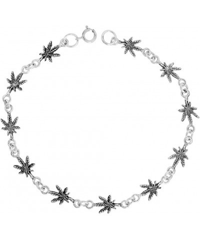 Dainty Sterling Silver Pot Leaf Bracelet for Women and Girls 1/4 wide 7.5 inch long $20.06 Bracelets