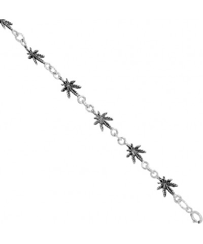 Dainty Sterling Silver Pot Leaf Bracelet for Women and Girls 1/4 wide 7.5 inch long $20.06 Bracelets