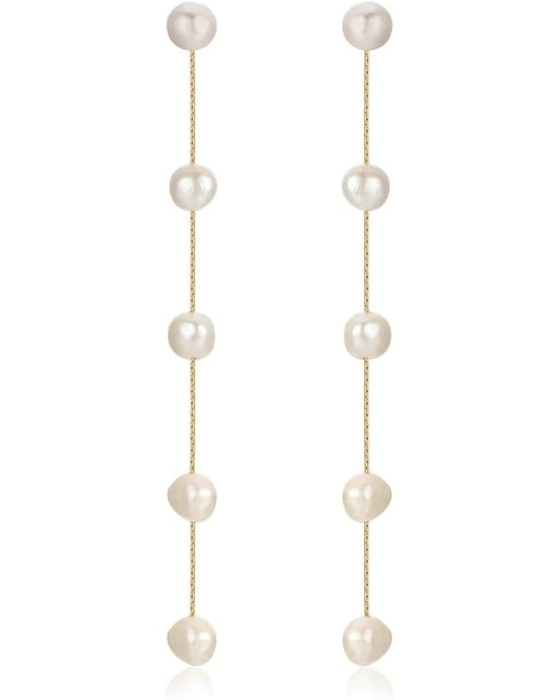 Gold Earrings For Women. Pearl Earrings, Dripping with Freshwater Pearls Delicate Drop Earrings. Jewelry, 18k Gold Plated Whi...