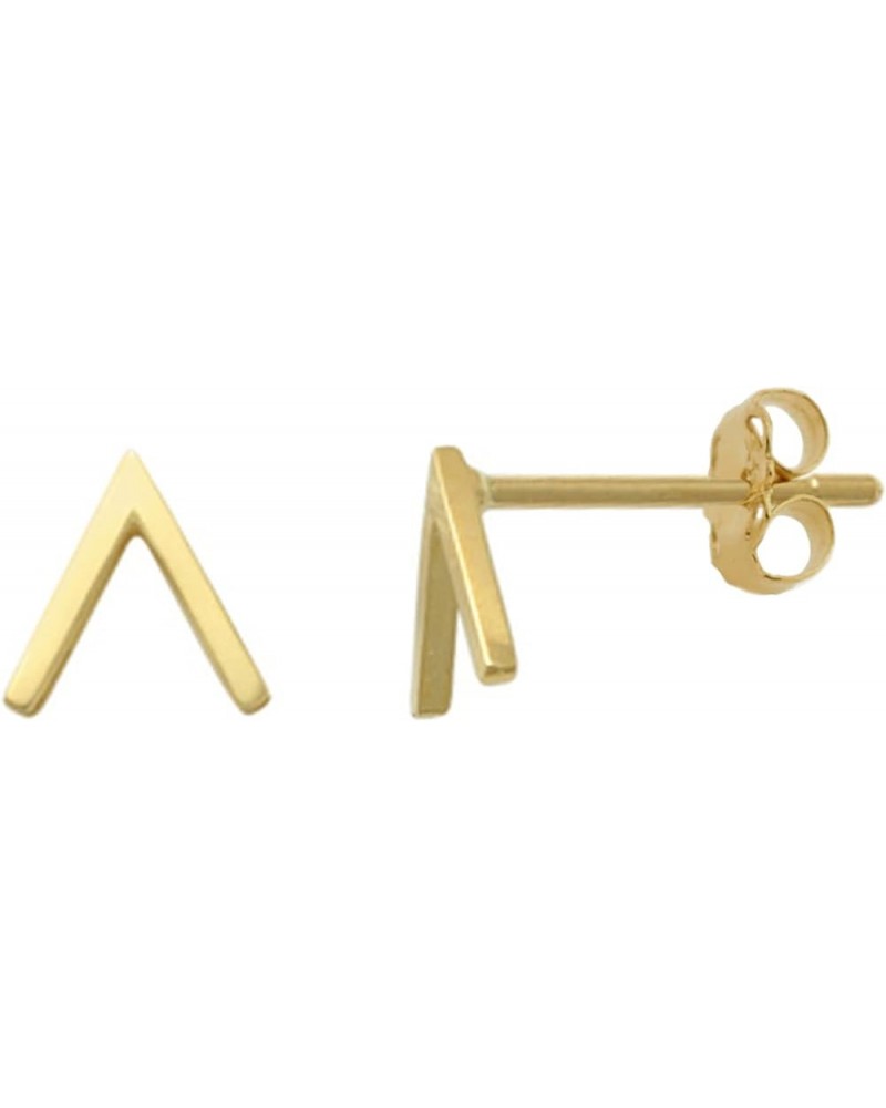 14K Yellow Gold V-Shaped Minimalist Stud Earrings Push Back $35.39 Earrings