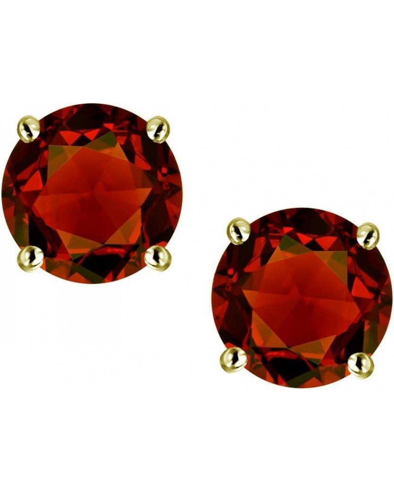 Solid 14K Gold 6mm Round Screw Back Stud Earrings Garnet Yellow Gold $136.49 Earrings