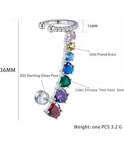 925 Sterling Silver Post Stud Earrings for Women Cartilage Ear Cuffs Hoop Climber 7 Multcolors Cubic Zirconia CZ Hypoallergen...