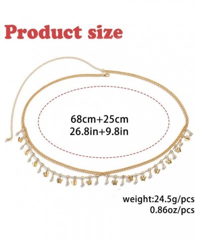 Summer Rhinestone Belly Chain Butterfly Tassel Waist Chain Beach Bikini Body Chain for Women Layered Gold Belly Chain for the...