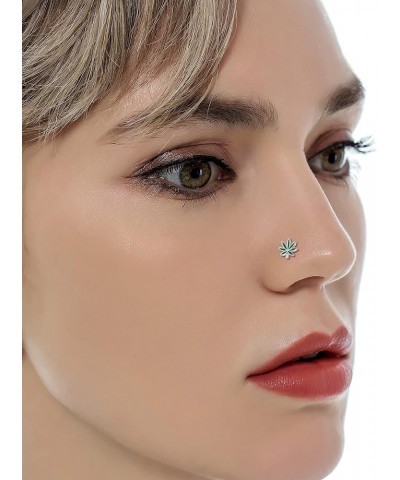 16Pcs Nose Stud Ring L Shaped Nose Ring Heart Moon Bee Snake Leaf CZ Nose Studs Body Piercing Jewelry for Women Men 20G Silve...