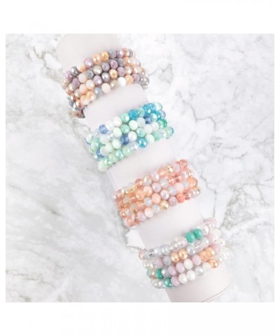 Bohemian Multi-Layer Beaded Stacking Bracelet - Versatile Stretch Strand Statement Wrap Slip-on Cuff Bangle Shiny Crystal Bea...