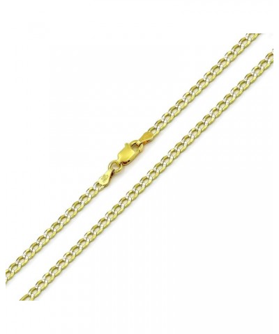 925 Italian Sterling Silver 2.5mm - 10.5mm Solid Cuban Diamond Cut Chain, ITProLux Yellow Gold Plated Pave Curb Link Necklace...