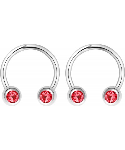 14G 12mm Surgical Steel Front Facing CZ Crystal Nipple Piercing Horseshoe Rings, Sold in Pairs Red $11.19 Body Jewelry