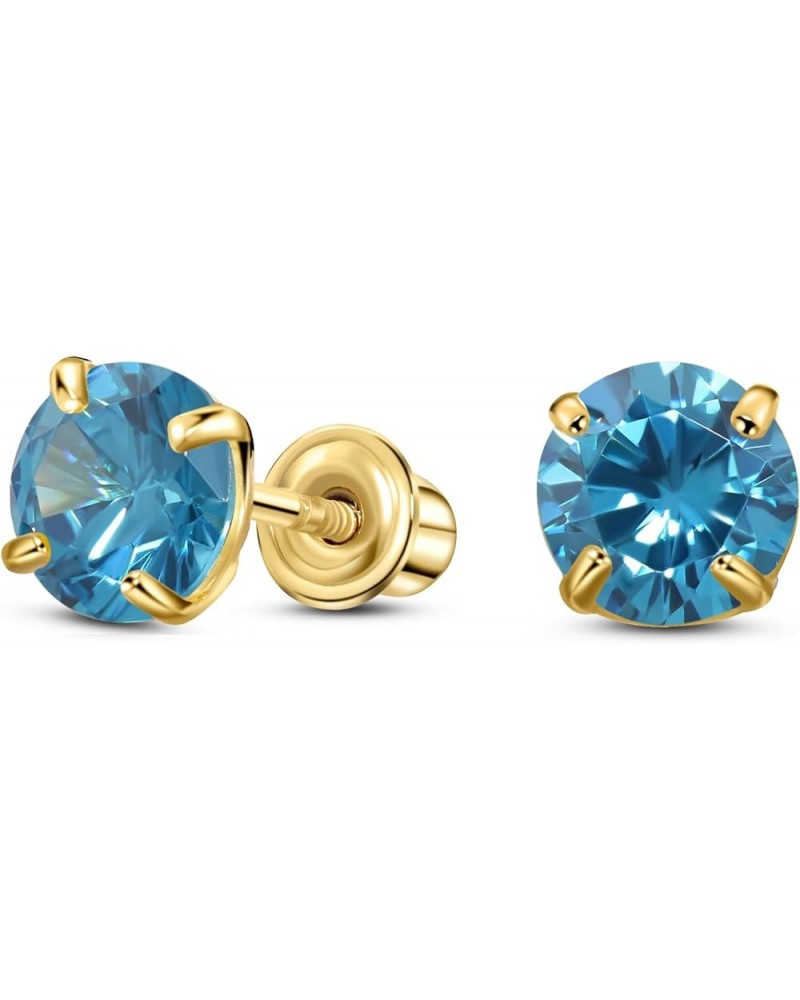 Solid 14K Gold Round Solitaire Simulated-Birthstone Minimalist Stud Earring with Comfort Screw Backing 5mm 12-December $19.98...