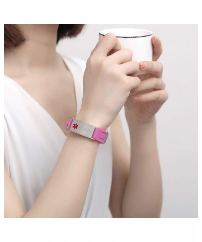 Sports Medical Alert Bracelets for Men & Women Silicone ID Band Suitable for summer Pink blood thinner $13.24 Bracelets