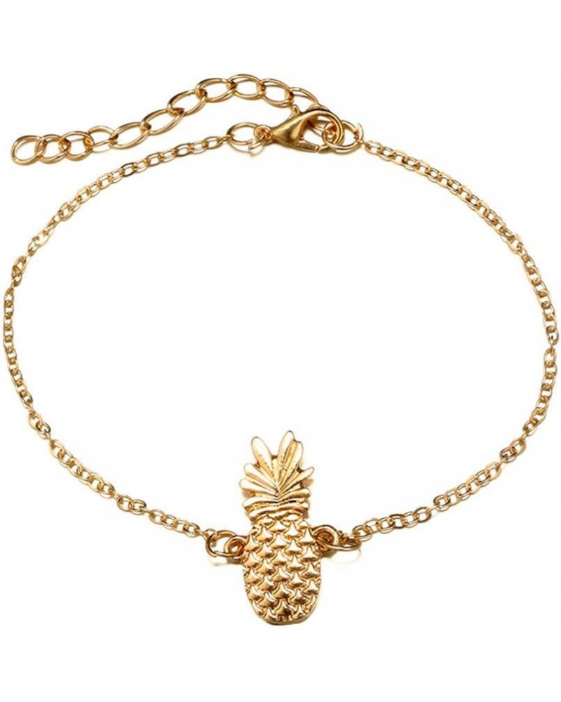 18K Gold Plated Boho Beach Golden Pineapple Charm Anklet Women Girls Ankle Bracelet,Lobster Clasp $7.37 Anklets