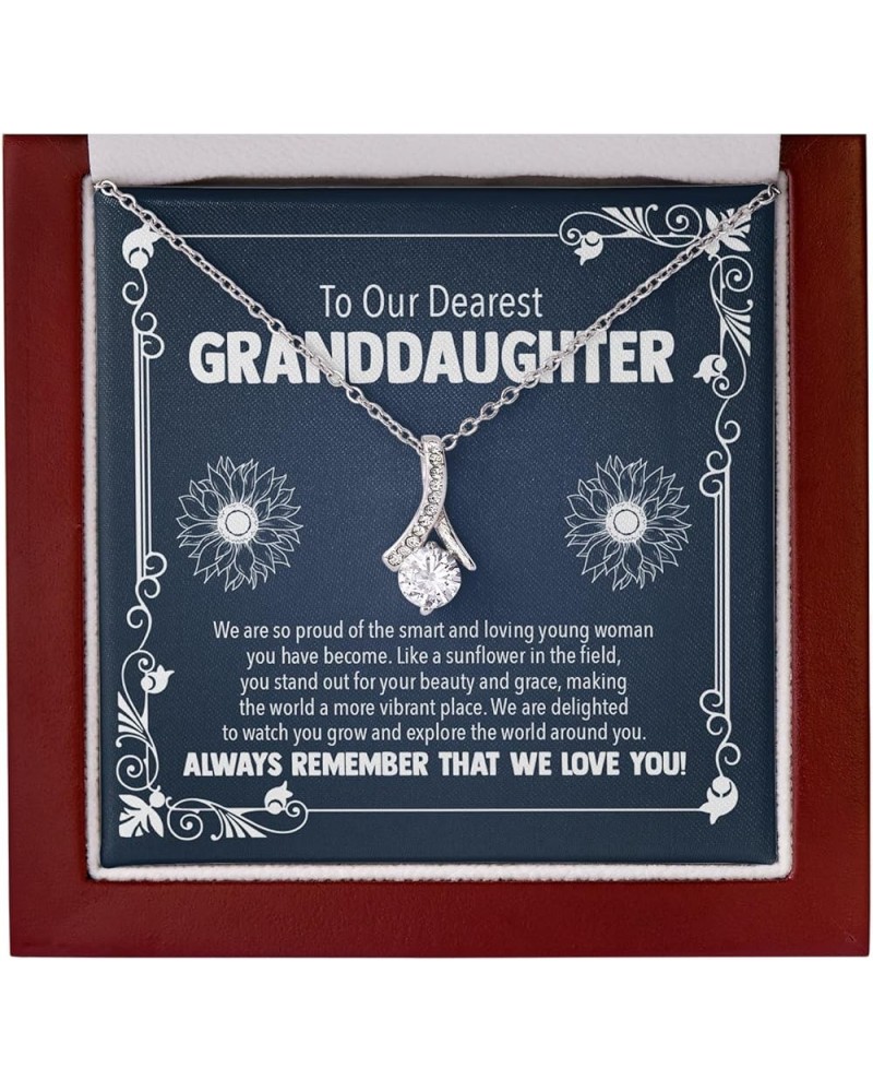 Granddaughter Gift Ideas - Womens Pendant Necklaces with Message Cards, Mahogany Style Luxury Box with LED Light AlluringBeau...