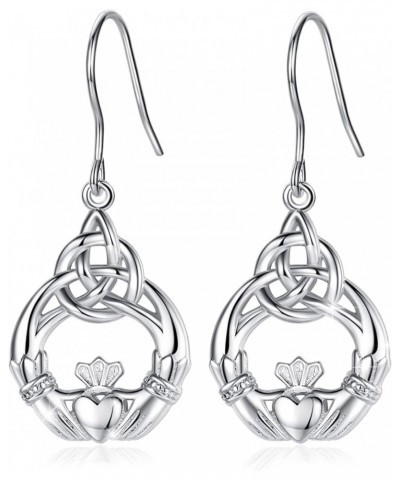 Sterling Silver Irish Jewelry for Women Girls, Celtic Witches Knot Dangle Earrings Claddagh $20.29 Earrings