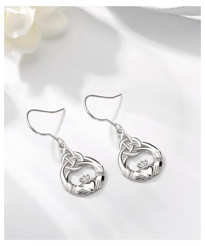 Sterling Silver Irish Jewelry for Women Girls, Celtic Witches Knot Dangle Earrings Claddagh $20.29 Earrings