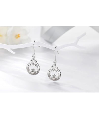 Sterling Silver Irish Jewelry for Women Girls, Celtic Witches Knot Dangle Earrings Claddagh $20.29 Earrings