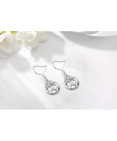 Sterling Silver Irish Jewelry for Women Girls, Celtic Witches Knot Dangle Earrings Claddagh $20.29 Earrings