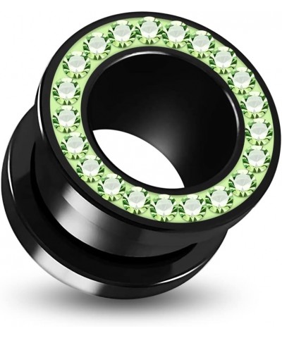 Multi Peridot Green Crystal Stone Setting on Black Acrylic Flesh Tunnel - Sold by Piece 16.0 Millimeters $9.62 Body Jewelry