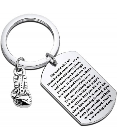 Boxing Keychain The World Ain't Sunshine and Rainbows Boxing Glove Keychain Silver $9.71 Pendants