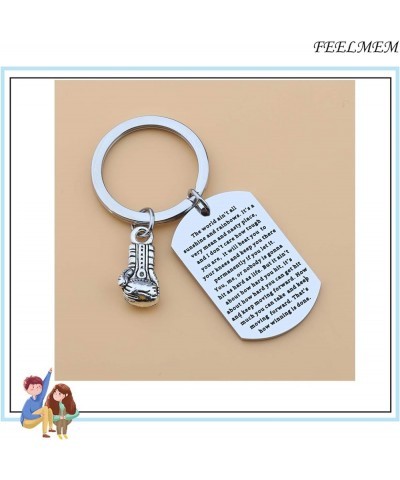 Boxing Keychain The World Ain't Sunshine and Rainbows Boxing Glove Keychain Silver $9.71 Pendants