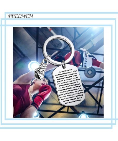 Boxing Keychain The World Ain't Sunshine and Rainbows Boxing Glove Keychain Silver $9.71 Pendants