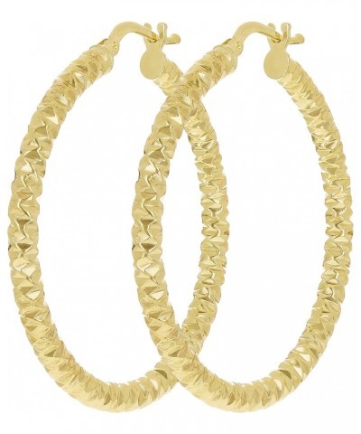 Italian 14k Yellow Gold Diamond Cut Round Hoop Earrings 1.5" 3mm 2.8 grams $64.65 Earrings