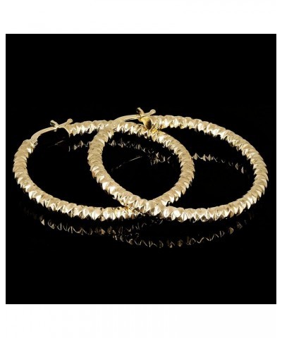 Italian 14k Yellow Gold Diamond Cut Round Hoop Earrings 1.5" 3mm 2.8 grams $64.65 Earrings