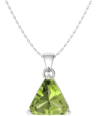 Natural and Certified Triangle Cut Gemstone Solitaire Necklace in 14k White Gold | 0.50 Carat Pendant with Chain Peridot $115...