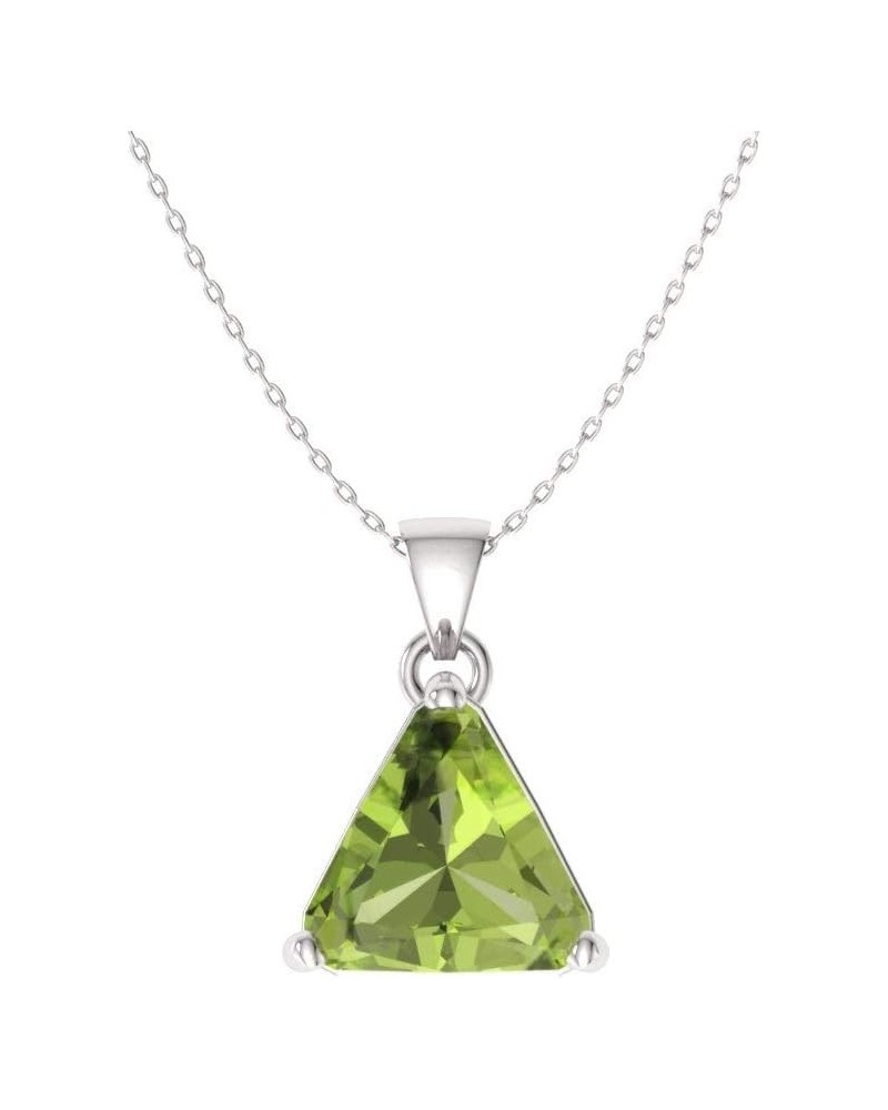 Natural and Certified Triangle Cut Gemstone Solitaire Necklace in 14k White Gold | 0.50 Carat Pendant with Chain Peridot $115...